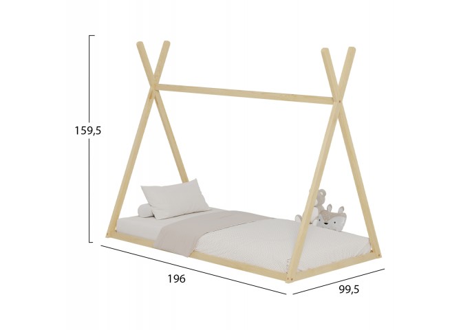 ΚΡΕΒΑΤΙ ΠΑΙΔΙΚΟ MUNK HM681.01 τ.MONTESSORI ΜΑΣΙΦ ΞΥΛΟ ΠΕΥΚΟΥ ΦΥΣΙΚΟ- 190x90εκ