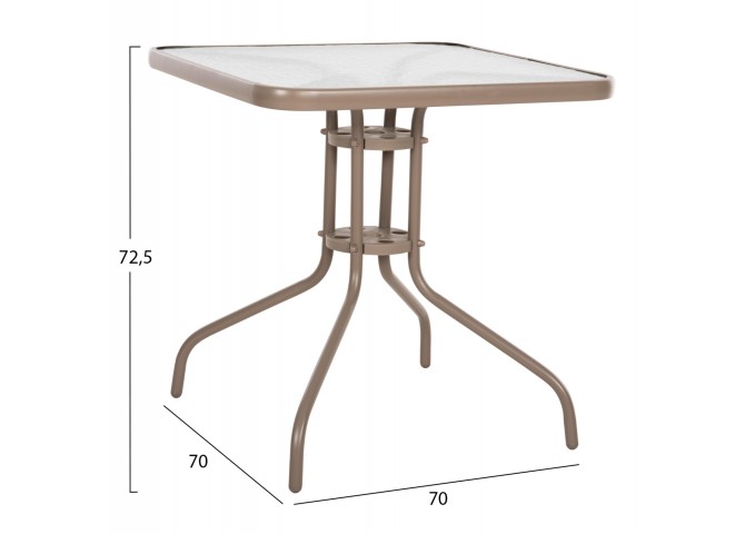 ΤΡΑΠΕΖΙ ΕΞΩΤ.ΧΩΡΟΥ FIGO HM5036.04 ΜΕΤΑΛΛΟ ΣΑΜΠΑΝΙ-ΓΥΑΛΙΝΗ ΕΠΙΦΑΝΕΙΑ 70Χ70Χ72,5Υεκ