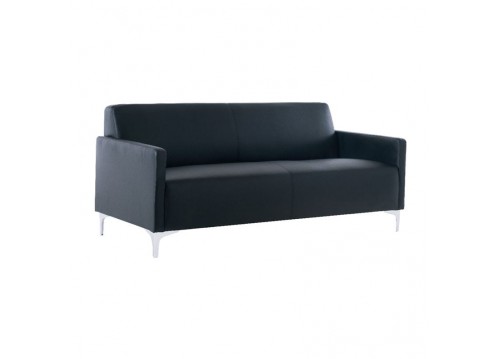 Τριθέσιος καναπές δερμάτινος PU σε μαύρο χρώμα