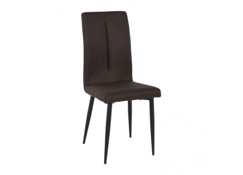 Καρέκλα Μεταλλική Μαύρη/Ύφασμα Σκ.Καφέ
