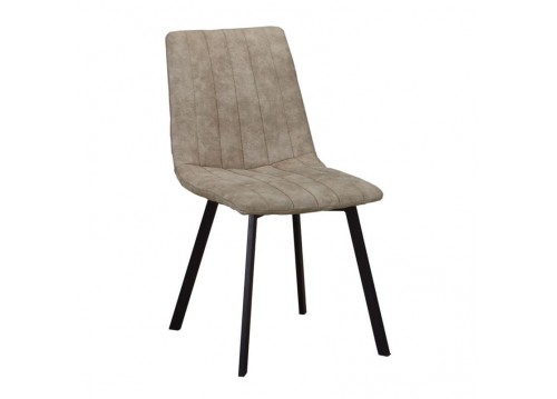 Καρέκλα Μεταλλική Μαύρη/Ύφασμα Suede Μπεζ 45x60x87 cm