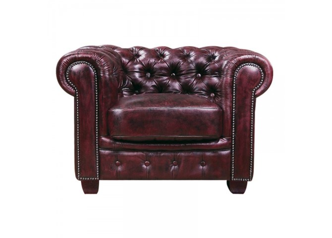 CHESTERFIELD 689 Πολυθρόνα Δέρμα Antique Red 103x92x72cm