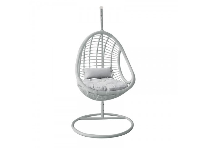 Κρεμαστή Πολυθ.Steel & Wicker White/Μαξ.Άσπρο D.105 H.200cm