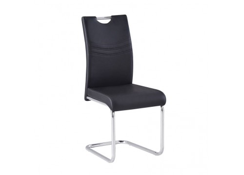 CROFT Καρέκλα Χρώμιο/Pu Μαύρο