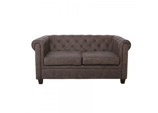 CHESTERFIELD Kαναπές 2θέσιος Ύφασμα Antique Καφέ 153x82x80cm