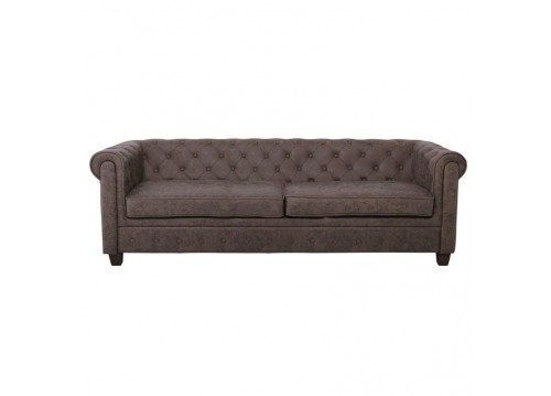 CHESTERFIELD Kαναπές 3θέσιος Ύφασμα Antique Καφέ 219x82x80cm