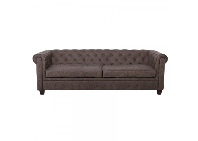 CHESTERFIELD Kαναπές 3θέσιος Ύφασμα Antique Καφέ 219x82x80cm