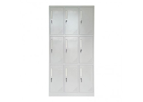 9-LOCKER (with shelves) Metal 90x40x185 Light Grey