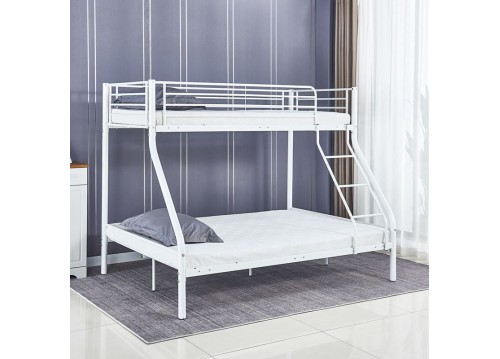 DOUBLE Deck Bed (140x190+90x190)cm Metal White