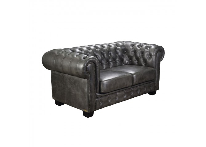 CHESTERFIELD 2θεσ.Δέρμα Antique Grey 160x92x72cm