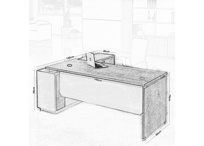 Γραφείο -Δεξ-160x140x75cm Γωνία Sonoma/Γκρι