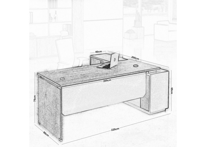 Γραφείο -Αρ-220x200x75cm Γωνία Sonoma/Γκρι