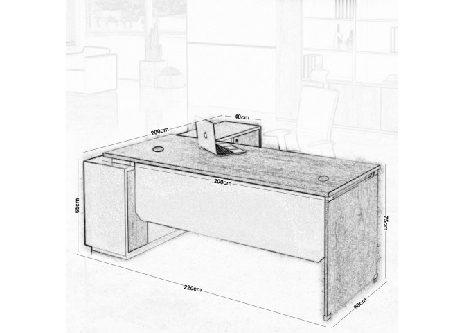 Γραφείο -Δεξ-220x200x75cm Γωνία Sonoma/Γκρι