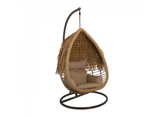 Κρεμαστή Πολυθ.Steel Brown/Wicker Φυσικό/Μαξ.Μπεζ D.120 H.197cm