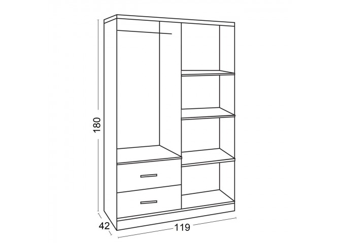 Ντουλάπα σε απόχρωση σονόμα 119x42x180cm