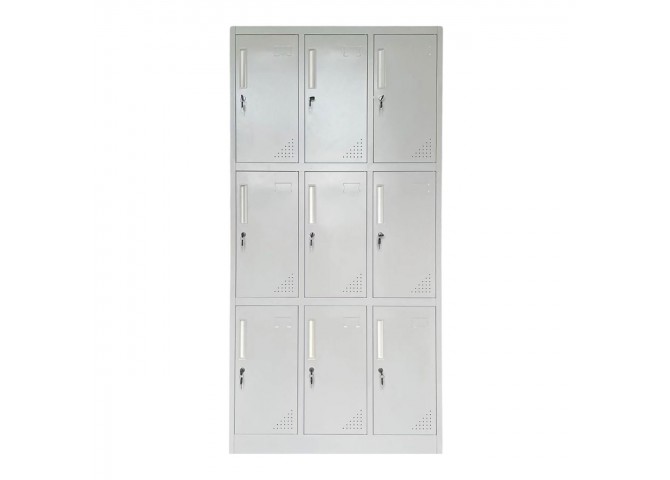 9-LOCKER (with shelves) Metal 90x40x185 Light Grey