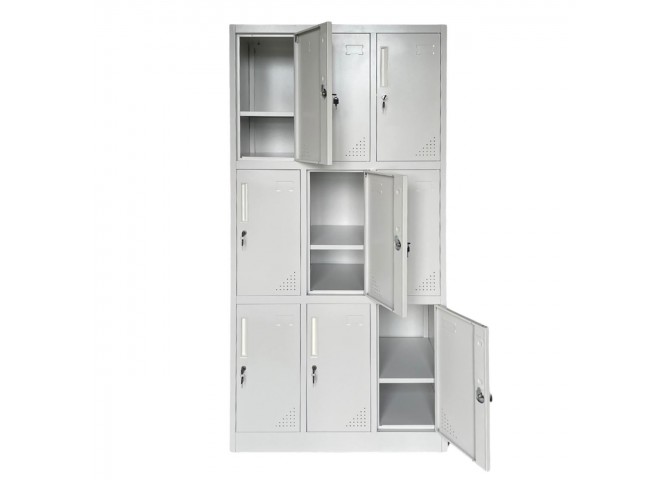 9-LOCKER (with shelves) Metal 90x40x185 Light Grey