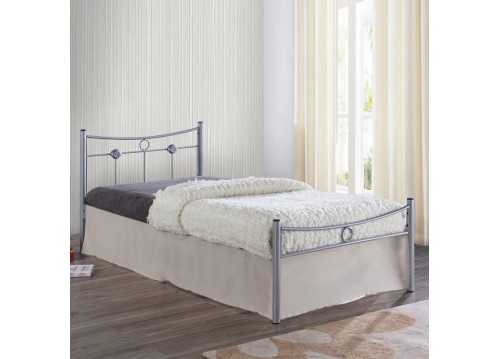 Μονό μεταλλικό κρεβάτι ασημί για στρώμα 90x200cm