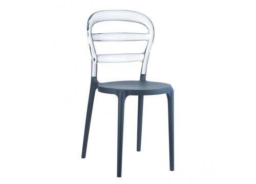 Καρέκλα Miss Bibi dark grey/clear transparent