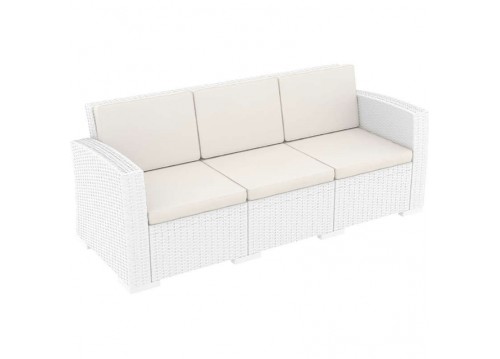 Τριθέσιος καναπές Monaco λευκός 198x79x79εκ