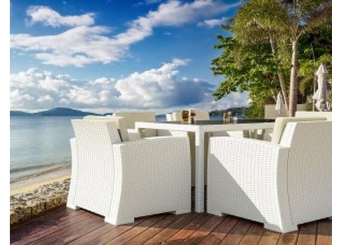 Τραπέζι με τζάμι Tahiti white 180x94x75