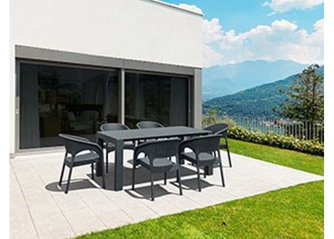 ΤΡΑΠΕΖΙ ΕΠΕΚΤ. VEGAS RATTAN 100X180/220  DARK GREY