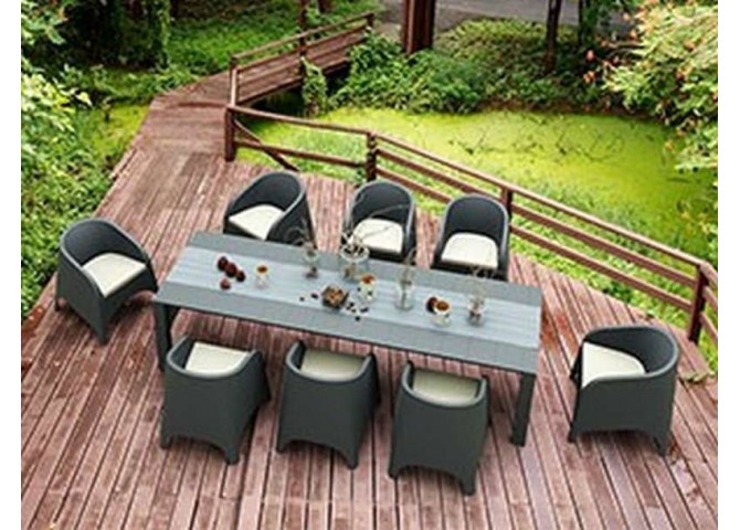 ΤΡΑΠΕΖΙ ΕΠΕΚΤ. VEGAS RATTAN 100X260/300 DARK GREY