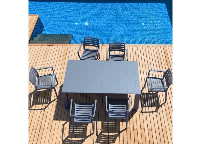 Σετ Τραπεζαρίας 7τμχ Vegas Artemis Dark Grey 100X180/220εκ.