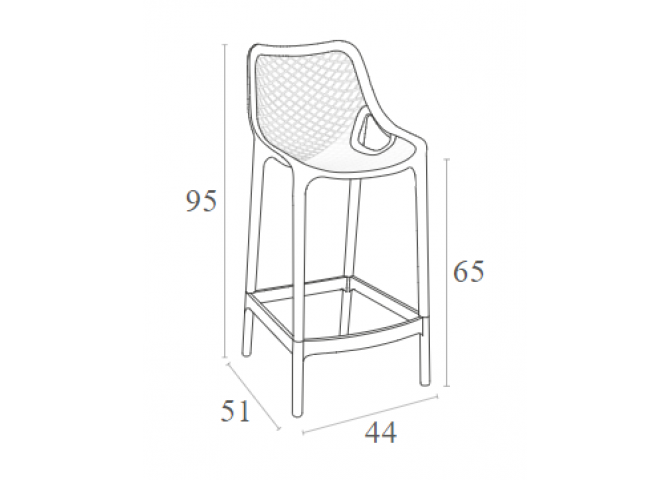 Σκαμπώ Air bar 65 white 44x51x95cm