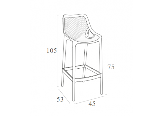 Σκαμπώ Air bar 75 dark grey 45x53x105cm