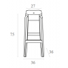 Σκαμπώ Fox 75 clear transparent 36x36x75cm