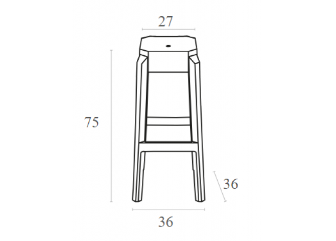 Σκαμπώ Fox 75 clear transparent 36x36x75cm