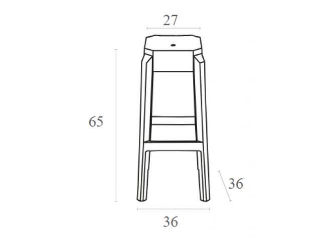 Σκαμπώ Fox 65 clear transparent 36x36x65cm