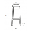 Σκαμπώ Fox 65 black transparent 36x36x65cm