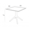 SKY ΤΡΑΠΕΖΙ 80X80X74εκ. WHITE ΠΟΛ/ΝΙΟΥ