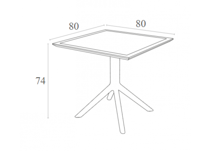 SKY ΤΡΑΠΕΖΙ 80X80X74εκ. DOVE GREY ΠΟΛ/ΝΙΟΥ