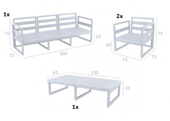 ΜΥΚΟΝΟΣ SET 3ΘΕΣ.DOVE GREY ΜΕ ΜΑΞ.(3ΘΕΣ.+2ΠΟΛ.+ΤΡΑΠ 130εκ.)