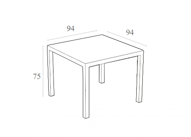 Τραπέζι με τζάμι Bali white 94x94x75