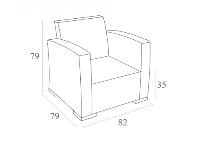 Πολυθρόνα wicker πολυπροπυλενίου Monaco καφέ 82x79x79εκ