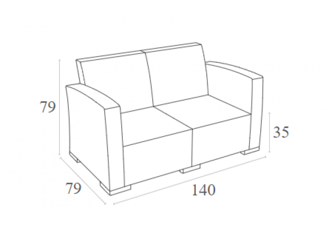 Διθέσιος καναπές Monaco λευκός 140x79x79εκ