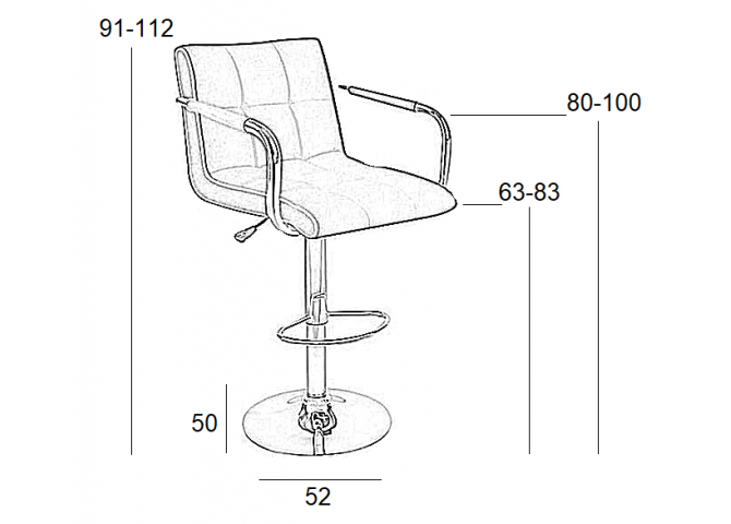 Σκαμπό Μπάρ 2τμχ Bar 54 Μαύρο Pu 52x51x110εκ.