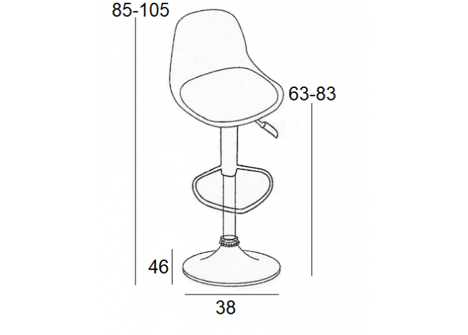 Σκαμπό Μπάρ 2τμχ Bar 88 Μαύρο Γκρί Ύφασμα 38x46x105εκ.