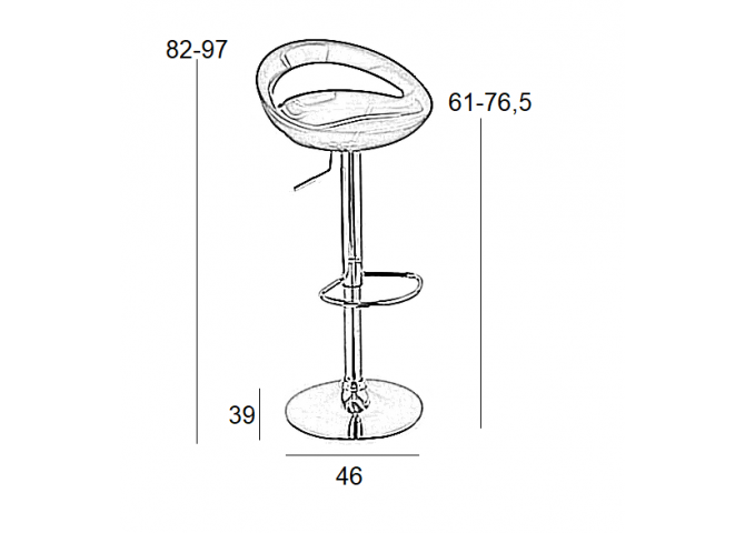 Σκαμπώ bar σε ασημί απόχρωση 45x46,5x78/99cm