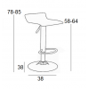 Σκαμπό Μπάρ 2τμχ Bar 3 Κρεμ Pvc 38x39x85εκ.