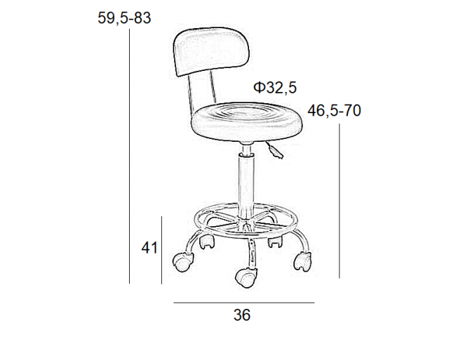 Περιστρεφόμενο σκαμπώ εργαστηρίου με πλάτη (Συσκ.2τεμ.)
