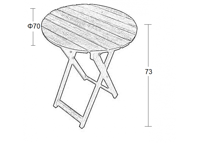 Tραπέζι πτυσσόμενo σε καρυδί Φ65x74cm