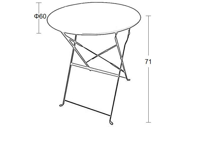 Πτυσσόμενο μεταλλικό τραπέζι Φ60 μαύρο