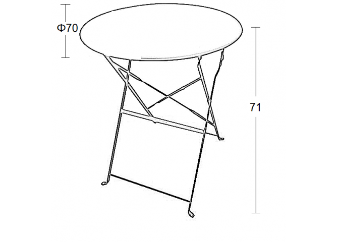 Πτυσσόμενο μεταλλικό τραπέζι Φ70