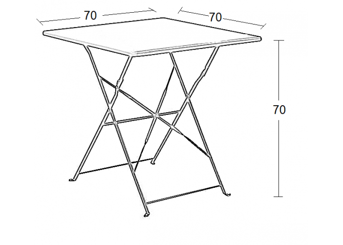 Μεταλλικό τραπέζι πτυσσόμενο σε μαύρο χρώμα 70x70