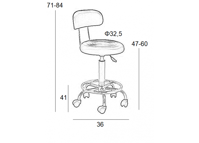 Περιστρεφόμενο σκαμπώ εργαστηρίου με πλάτη (Συσκ.2τεμ.)